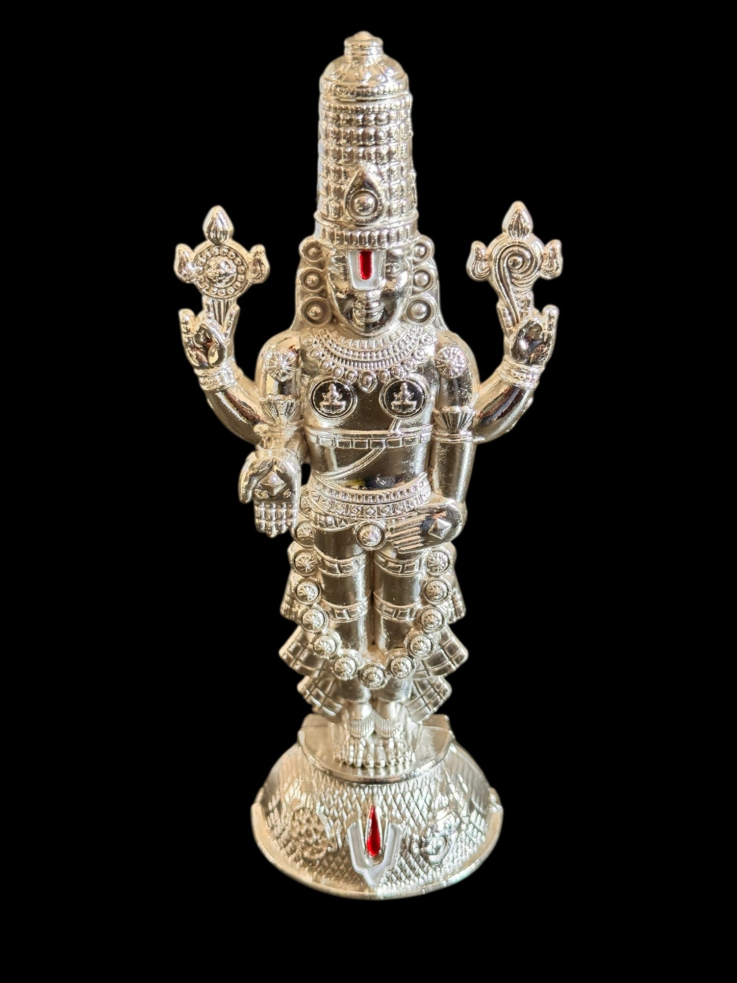 Lord Balaji in pure German silver, tarnish resist, light weight for prayer or gifting