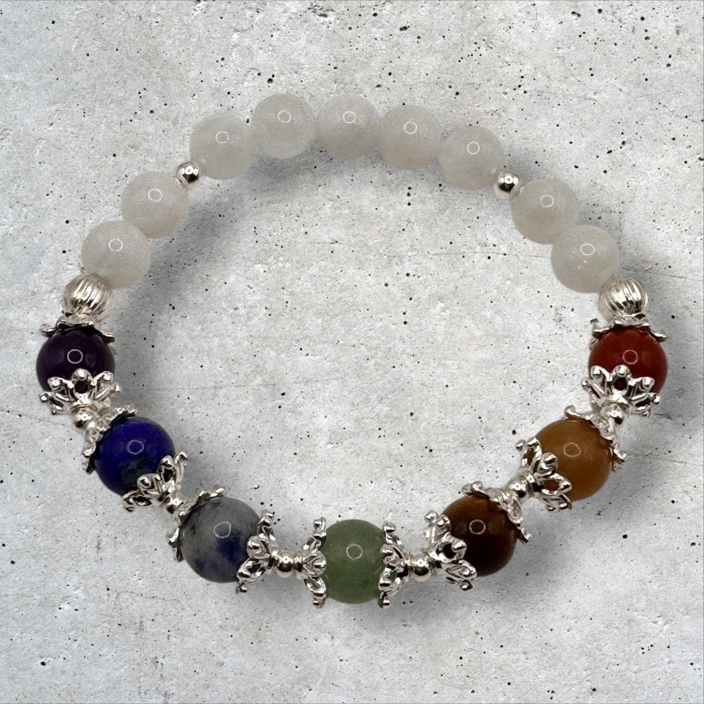 Seven Chakra & Rainbow Moonstone Bracelet