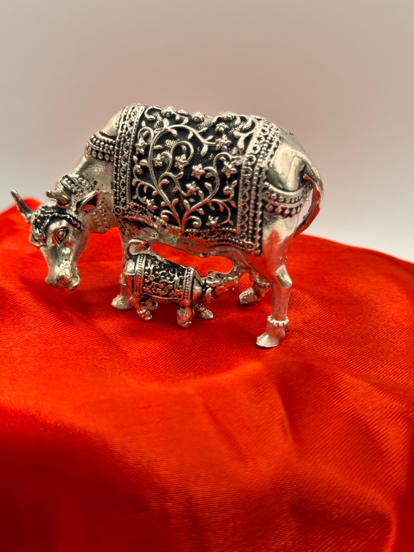 Antique Finish German Silver pair of cows for housewarming, puja room