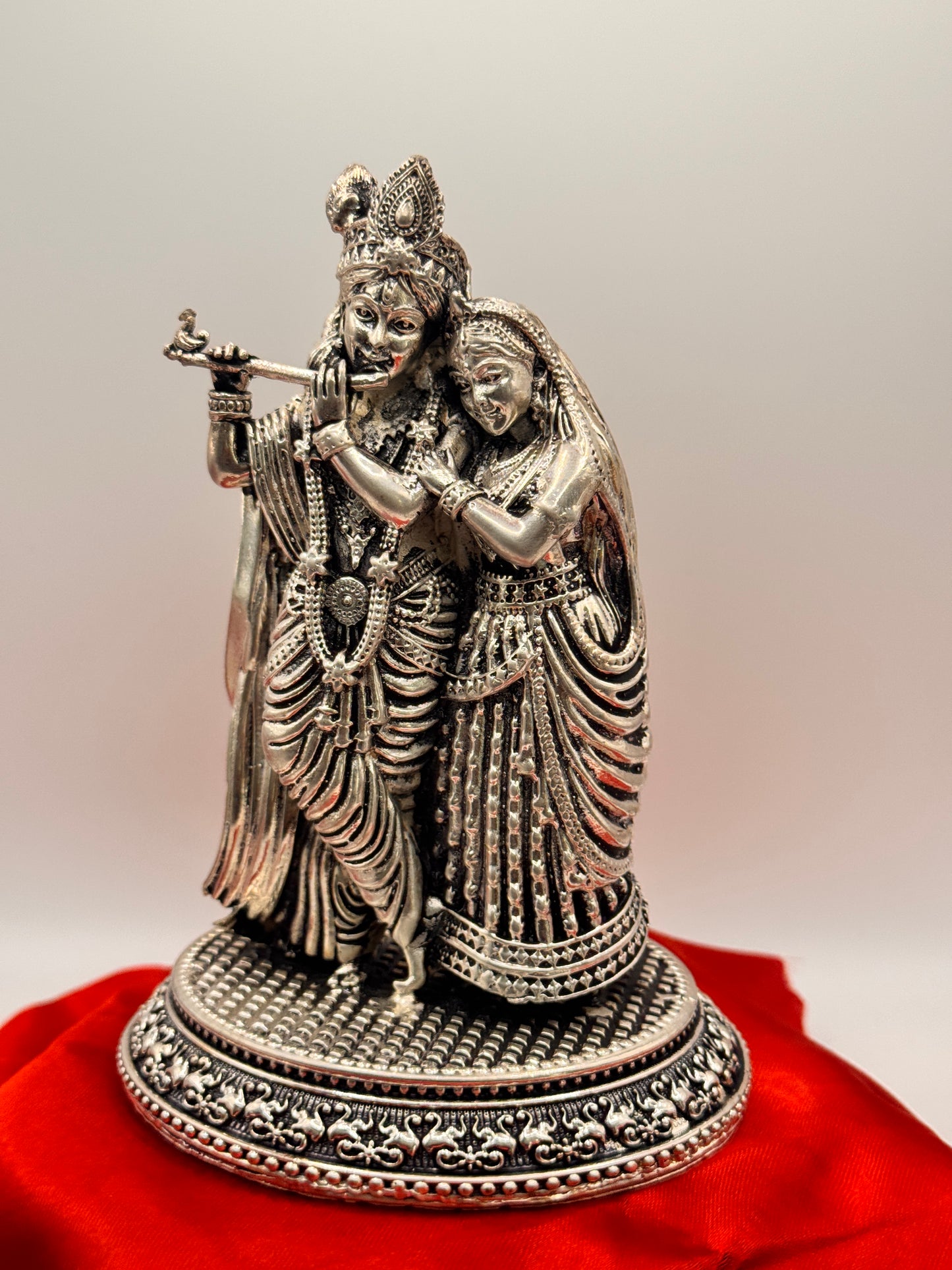 Antique Finish German Silver Radha Krishna