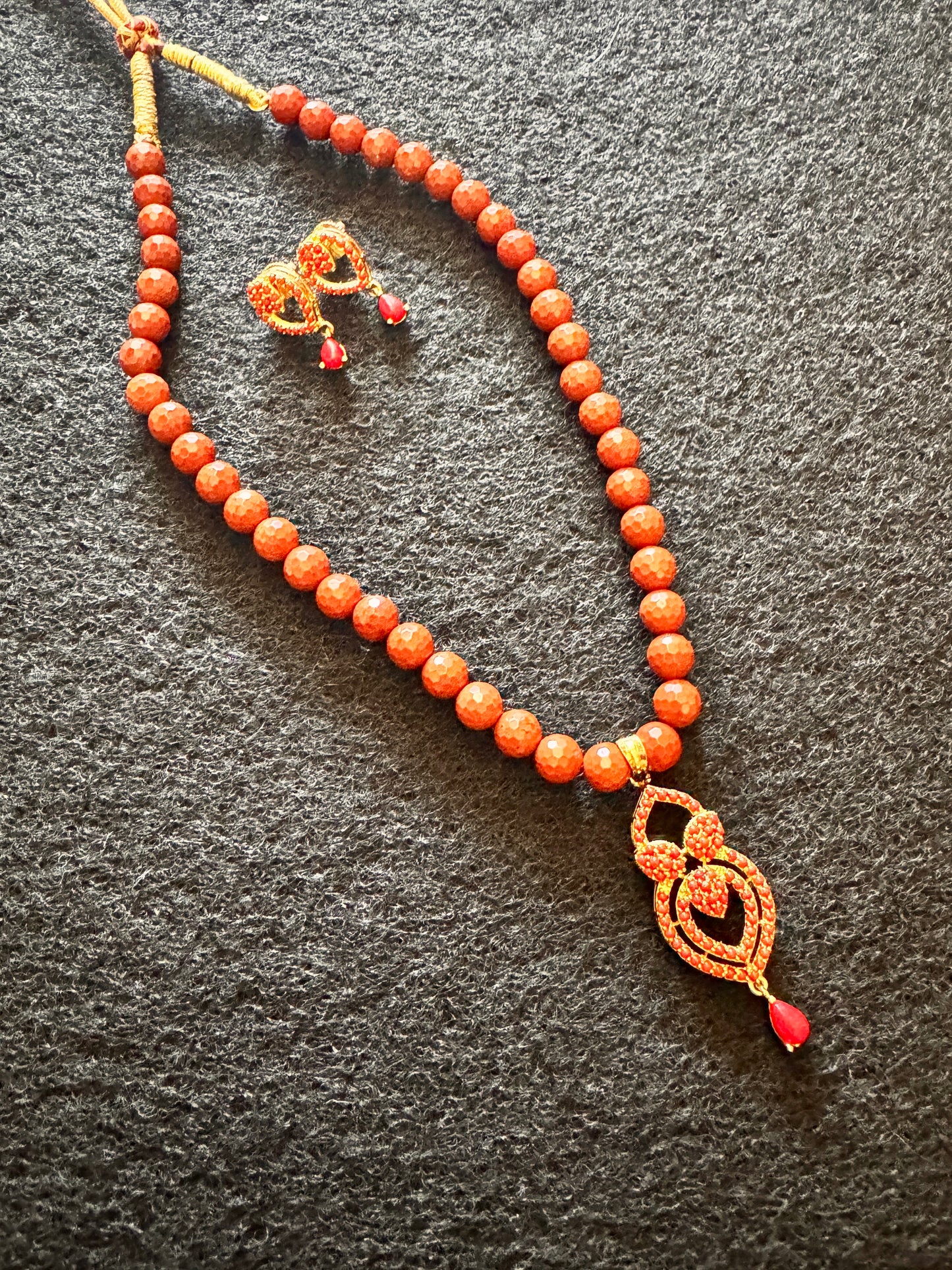 Authentic Red Jasper Set of earrings and necklace