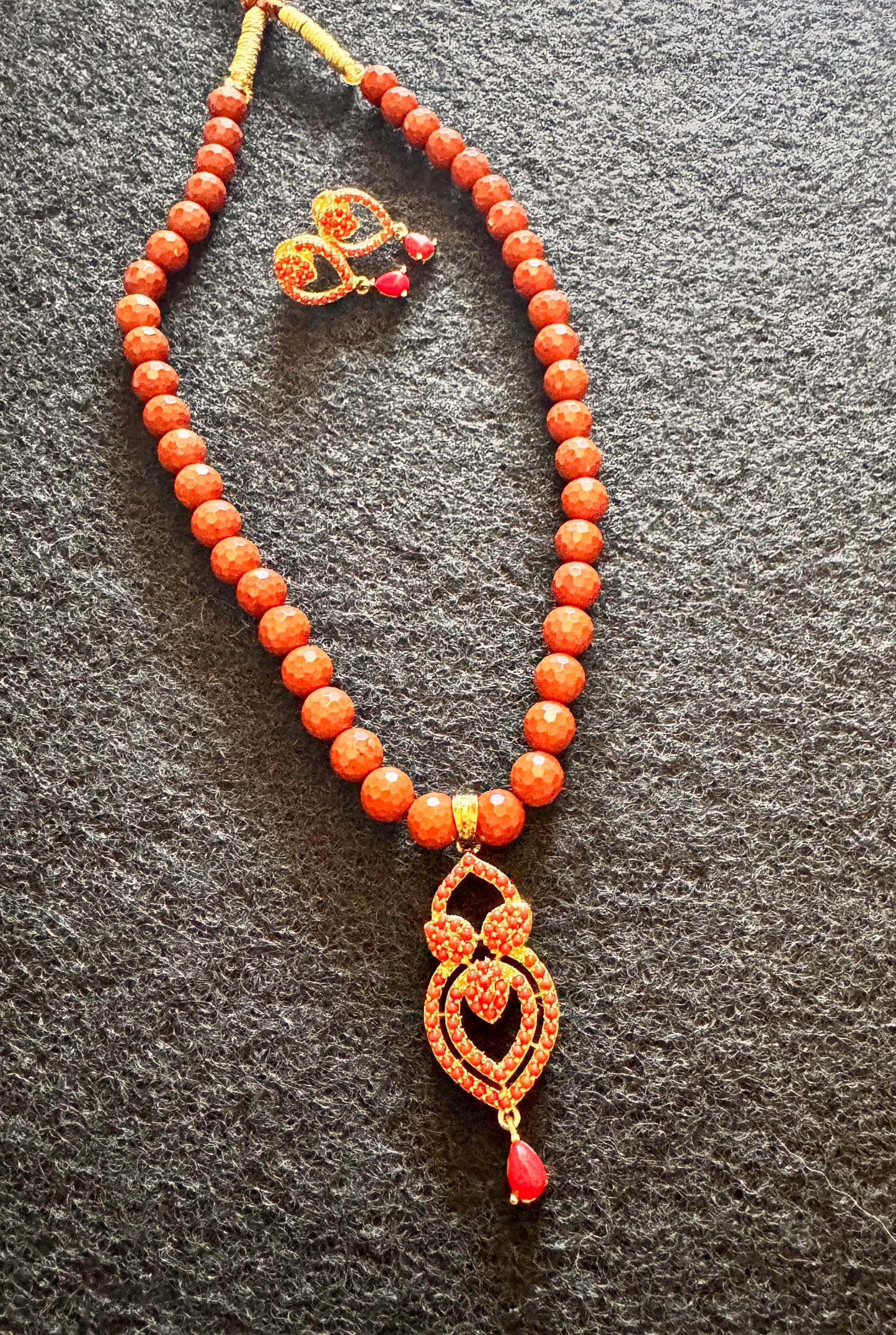 Authentic Red Jasper Set of earrings and necklace