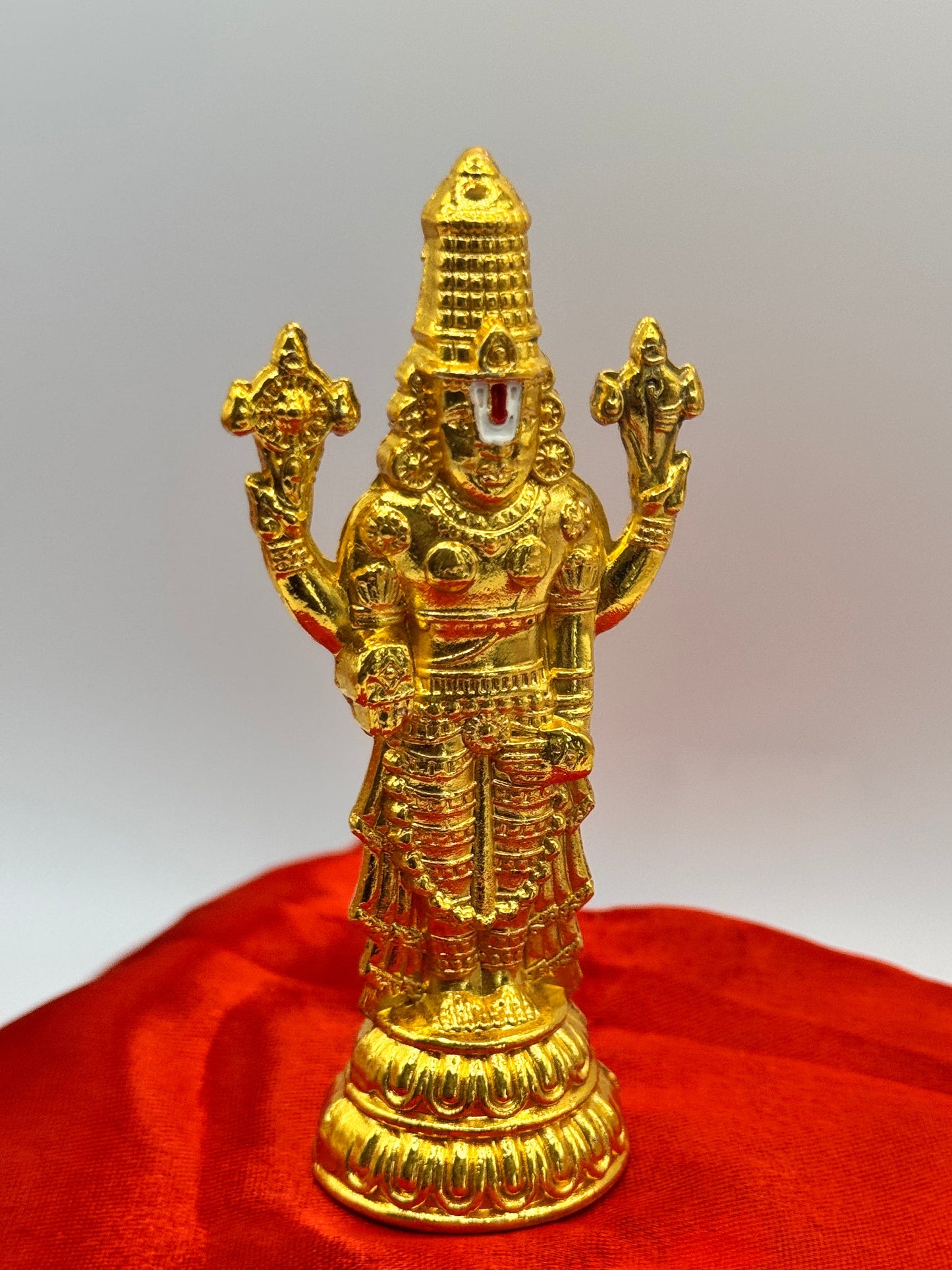 Lord Balaji in pure German silver, (small, golden finish) (tarnish resist)