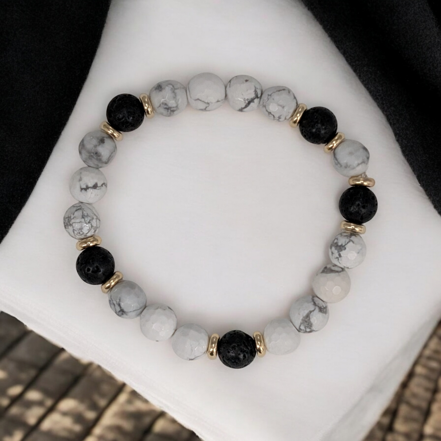 Lava Rock & Howlite Men's Bracelet