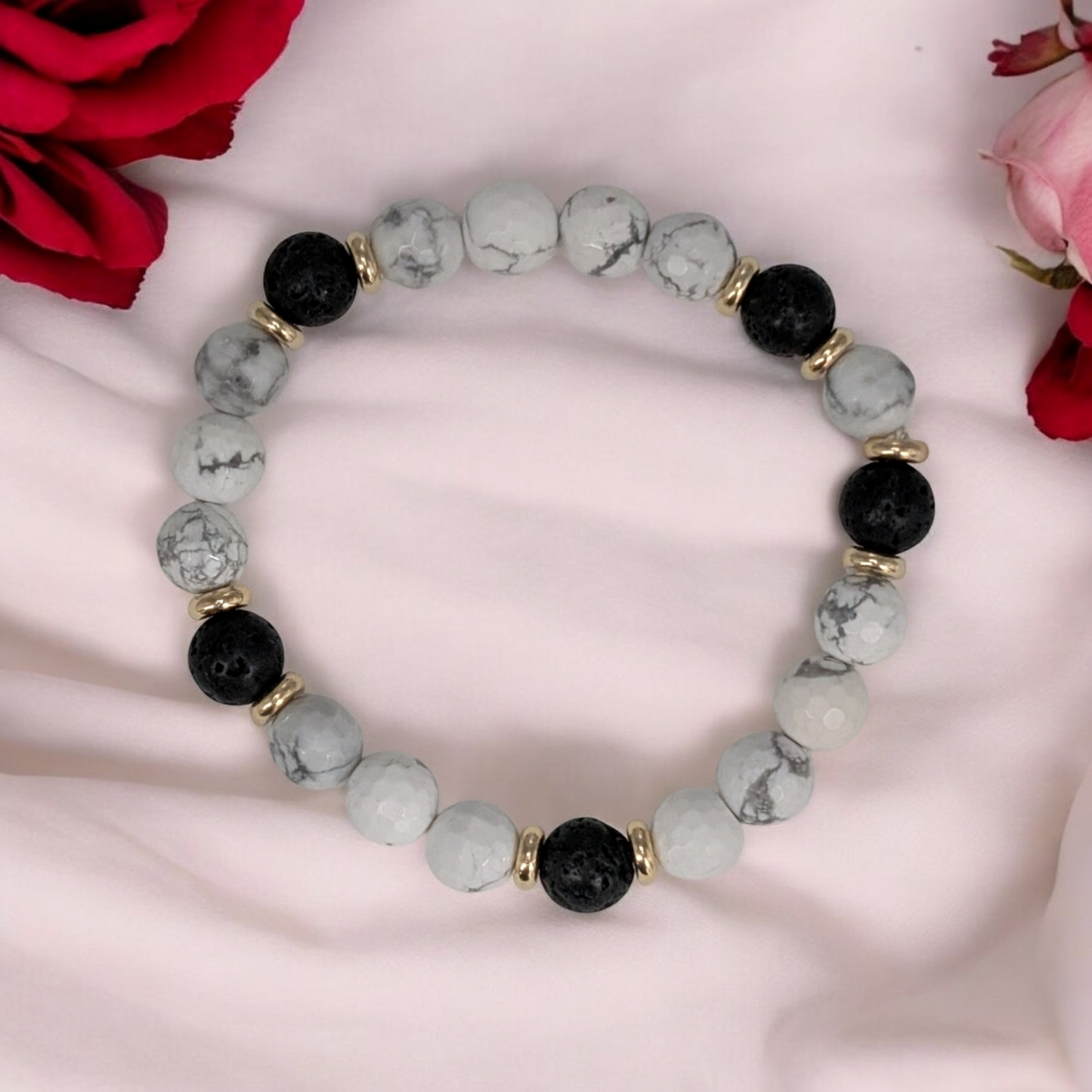 Lava Rock & Howlite Men's Bracelet