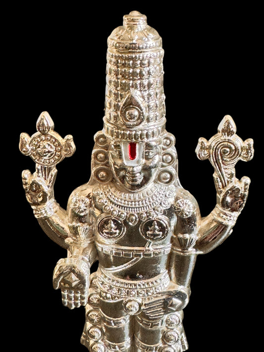 Lord Balaji in pure German silver, tarnish resist, light weight for prayer or gifting