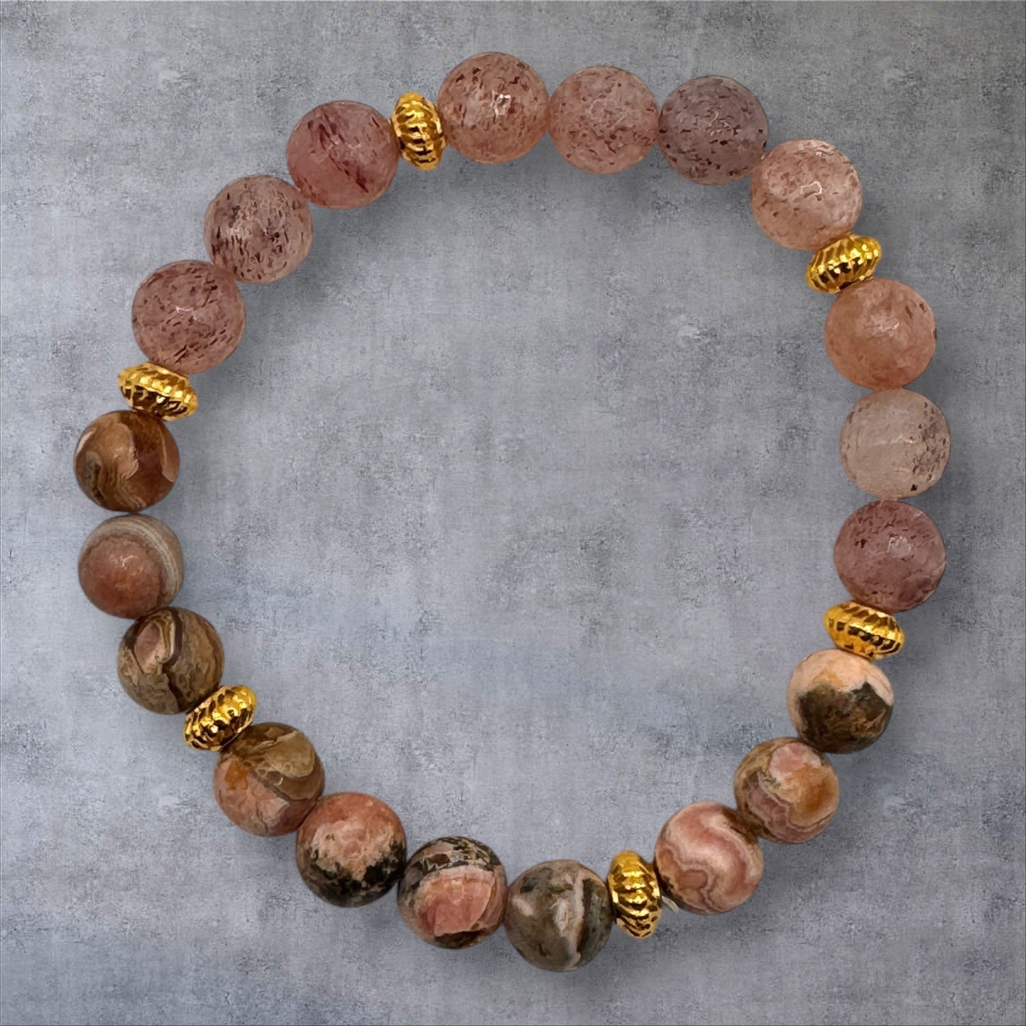 Rhodochrosite & Strawberry Quartz Bracelet