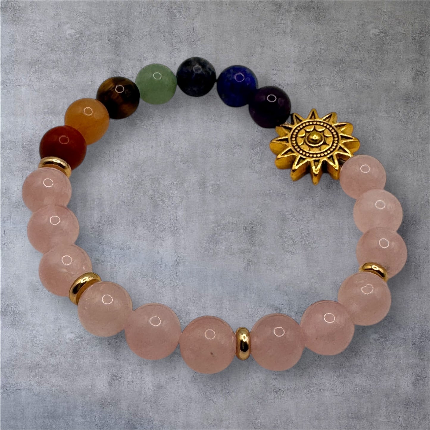 Seven Chakra with Rose Quartz Bracelet
