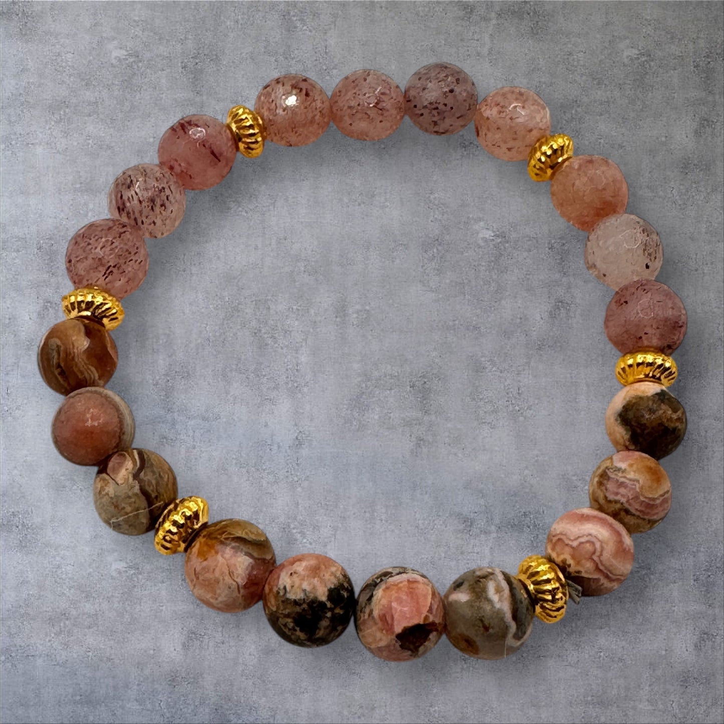 Rhodochrosite & Strawberry Quartz Bracelet