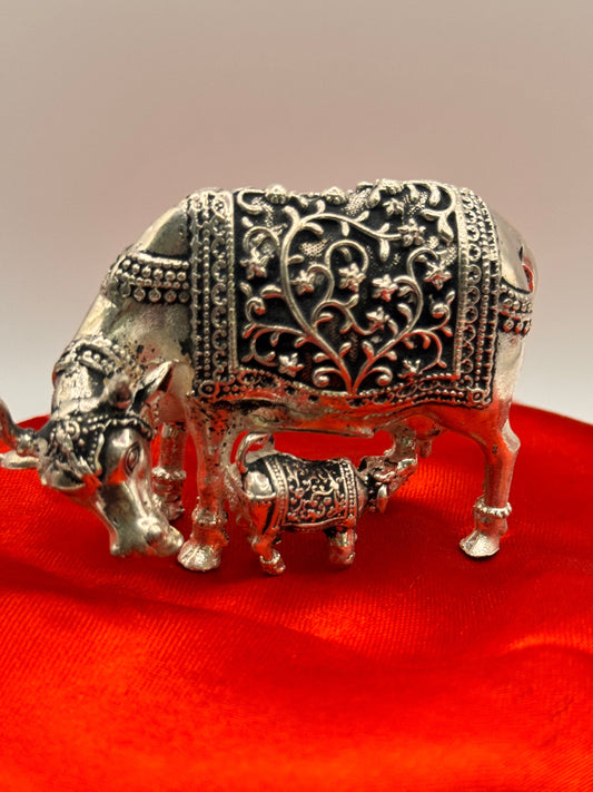Antique Finish German Silver pair of cows for housewarming, puja room