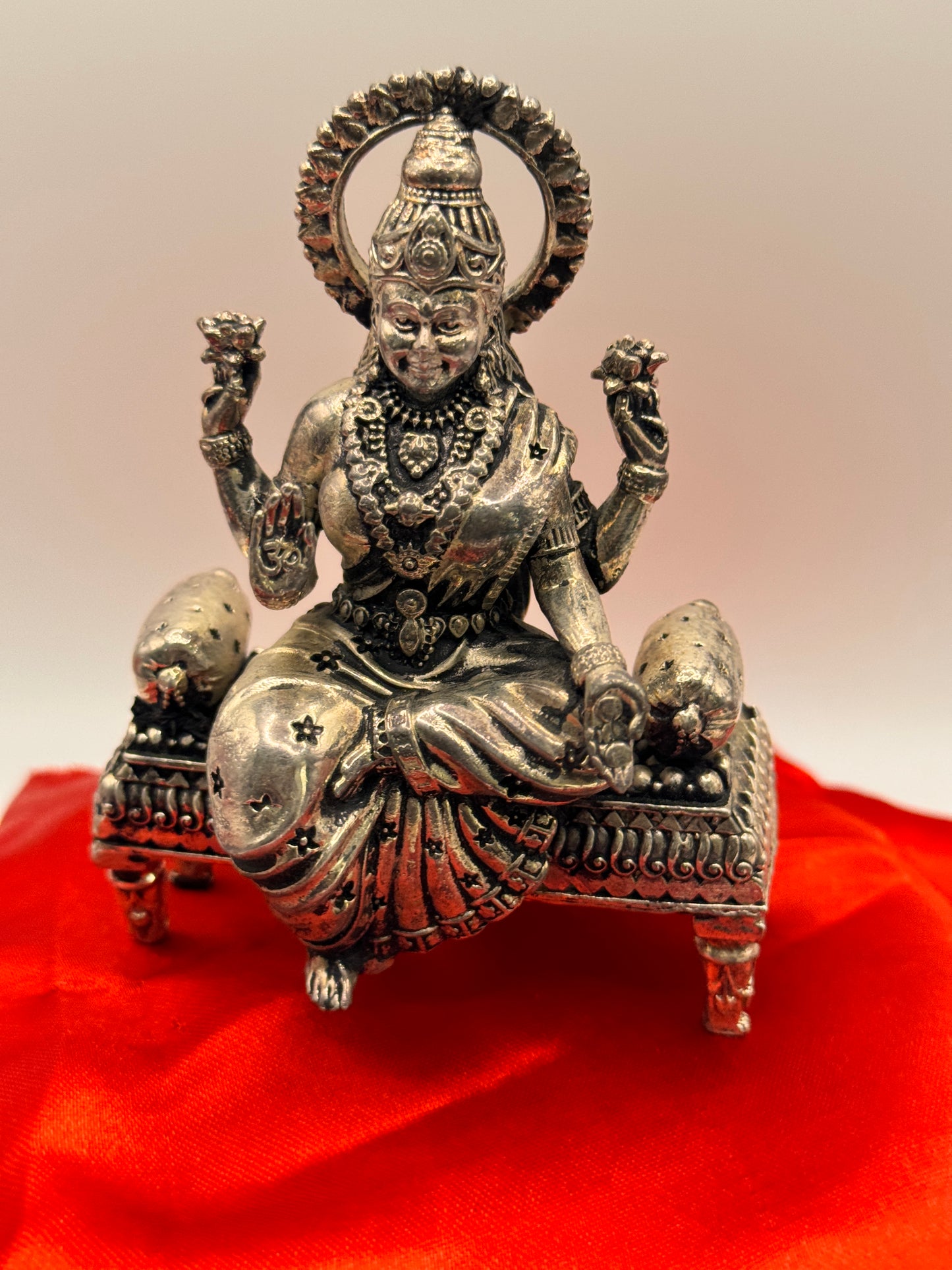 Antique Finish German Silver Goddess Lakshmi