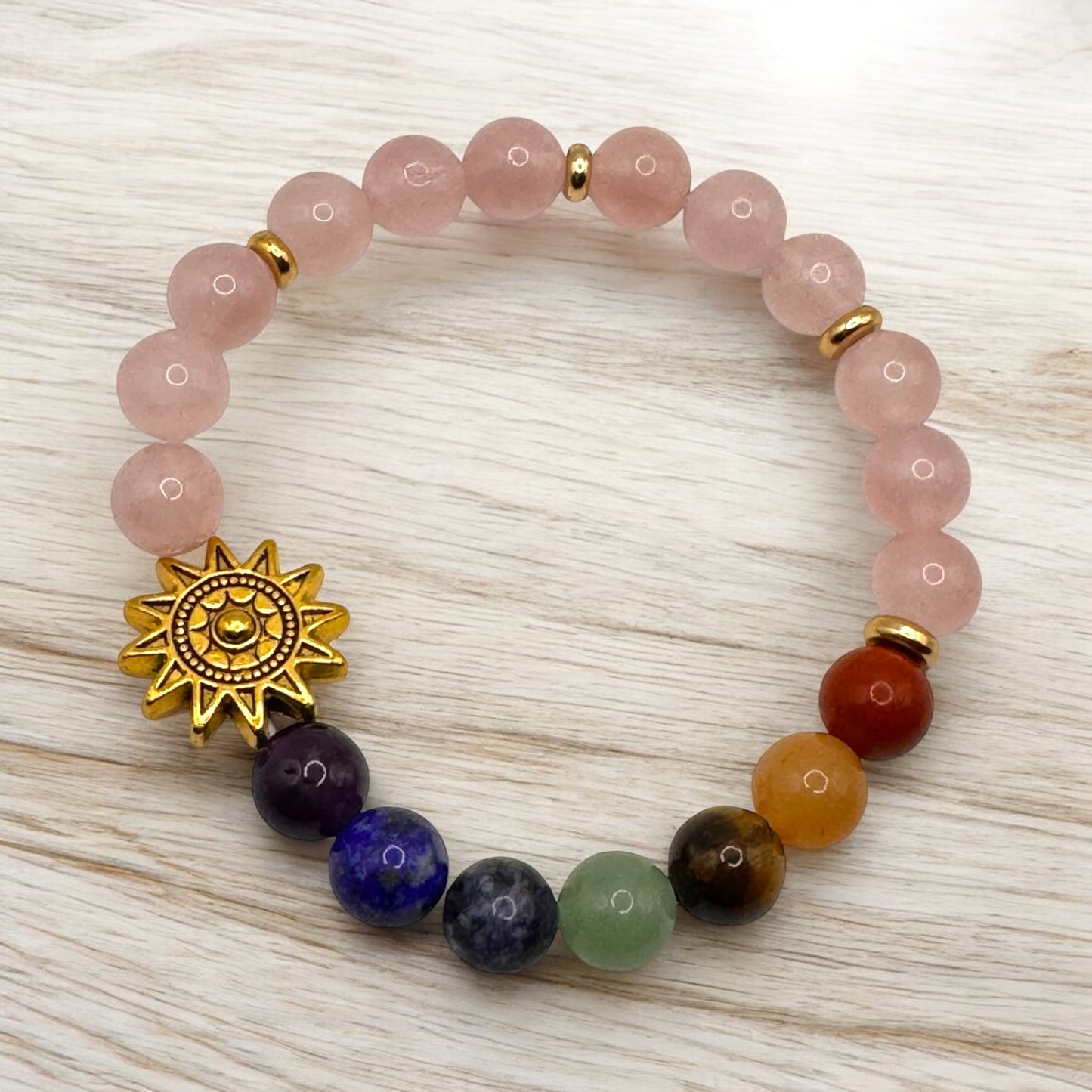 Seven Chakra with Rose Quartz Bracelet