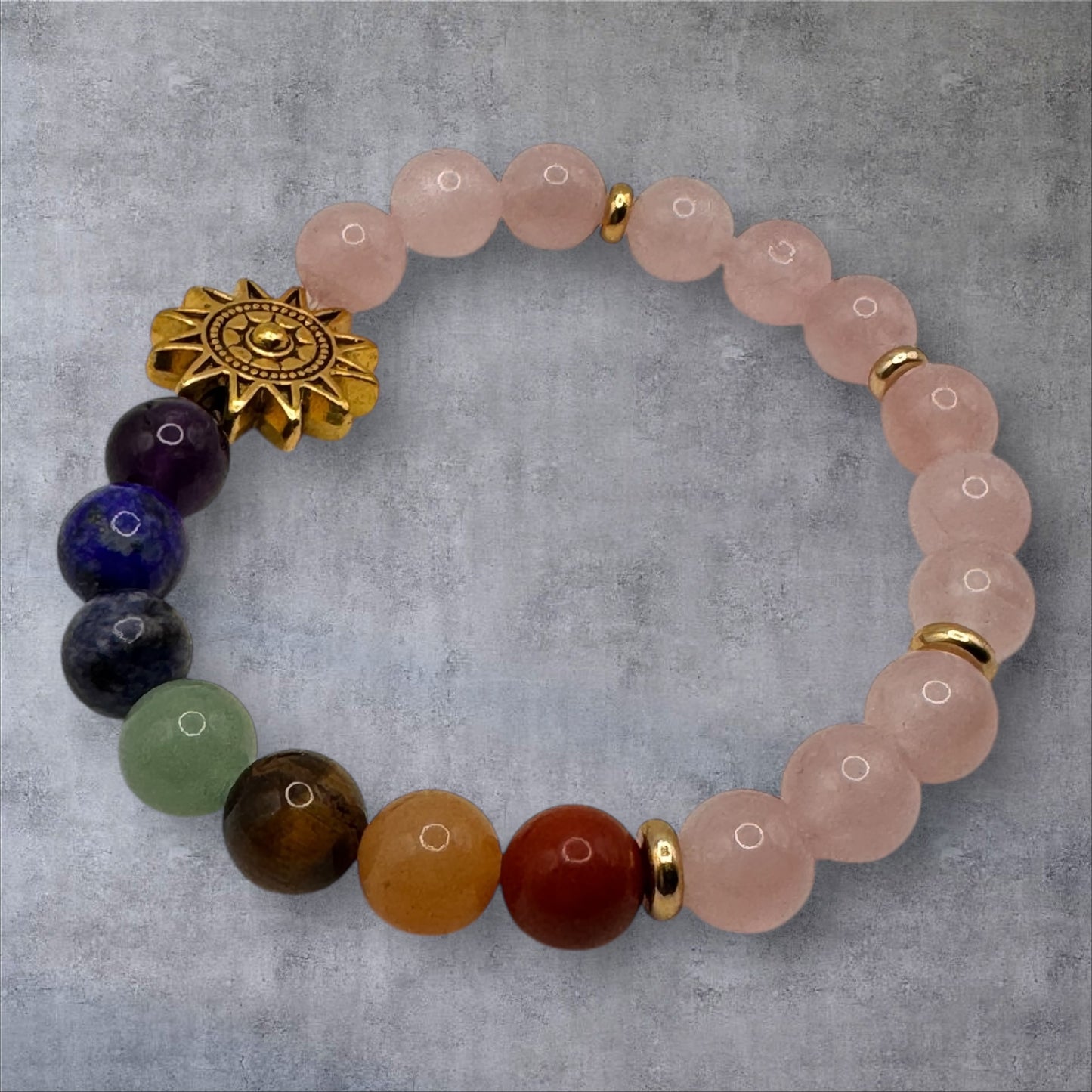 Seven Chakra with Rose Quartz Bracelet