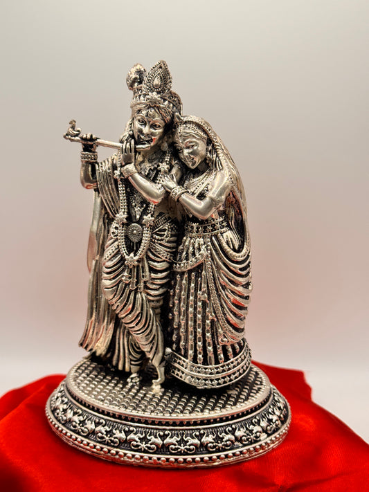 Antique Finish German Silver Radha Krishna