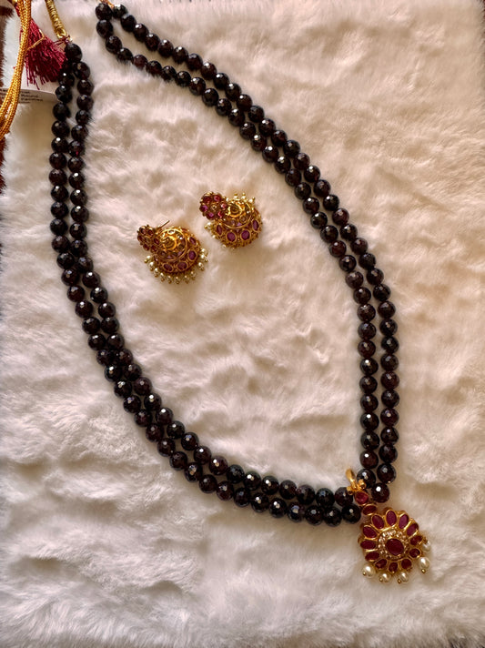 Radiant Red Garnet Set of Necklace and Earrings