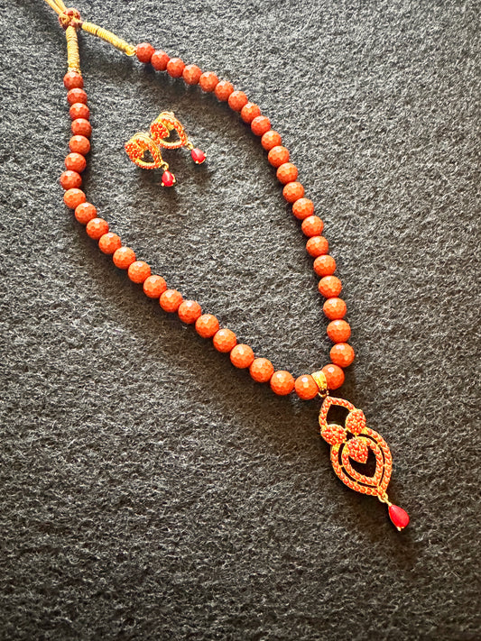 Authentic Red Jasper Set of earrings and necklace
