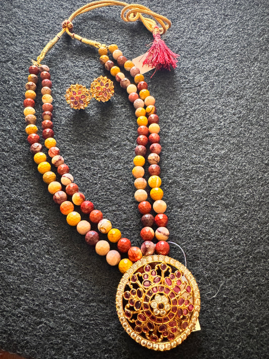 Antique finish Mookaite Set with earrings