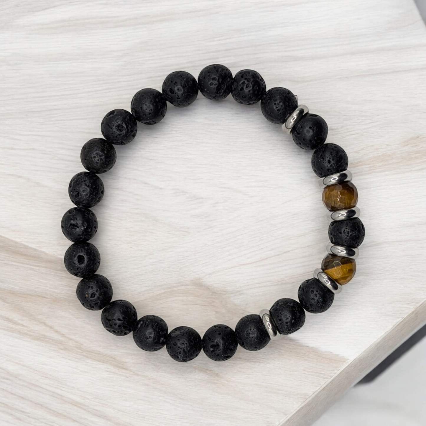 Lava Rock "Courage" Men's Bracelet